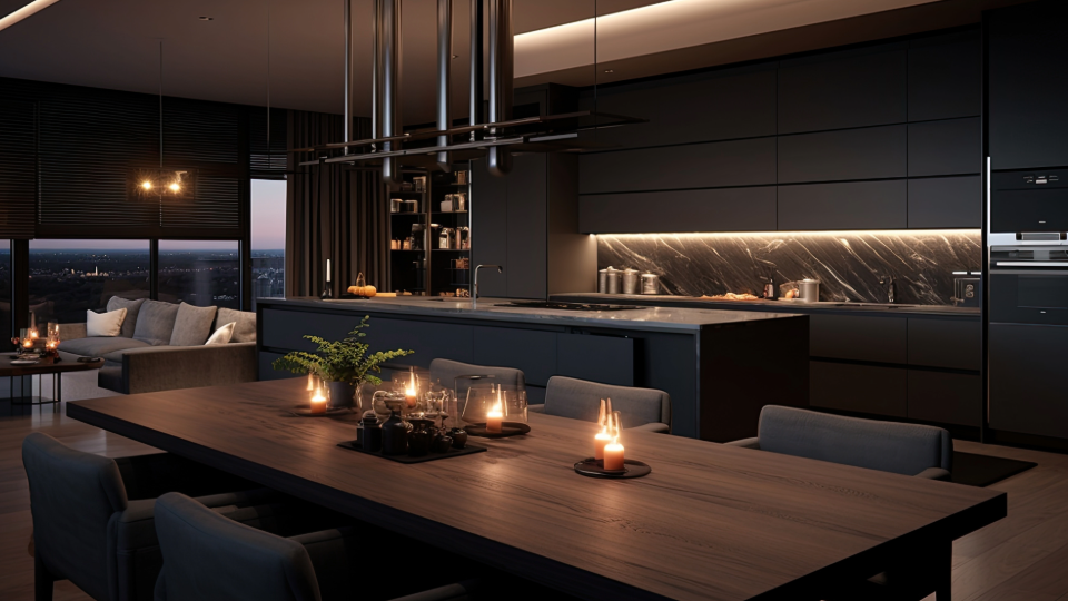 modern kitchen dark